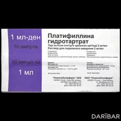 Платифиллина Гидротартрат Ампулы 2 Мг/мл 1 Мл №10 в Караганде | АО «Новосибхимфарм»