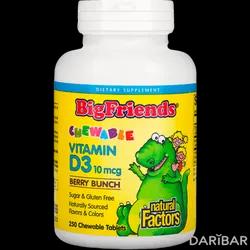 Natural Factors BigFriends Vitamine D3 400 IU Таблетки Жевательные №250 в Алматы | Natural Factors