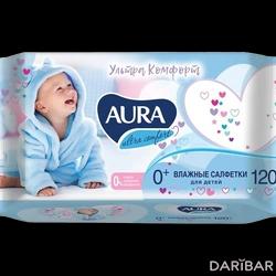 Aura Ultra Comfort Салфетки Влажные Детские С Алоэ И Витамином Е №120 в Шымкенте | Коттон Клаб