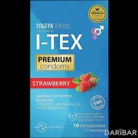 I-TEX STRAWBERRY презервативы цветные ультратонкие 3в1 с ароматом клубники №10