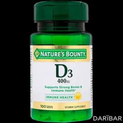 Nature's Bounty Витамин D3 Капсулы 400 МЕ №100 в Алматы |  Nature’s Bounty Inc